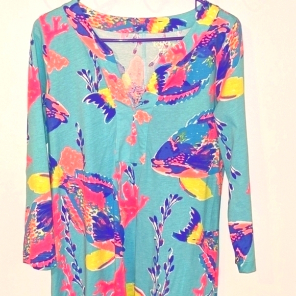 Lilly Pulitzer Shorely Blue Sandstorm Riva Dress Size medium Preppy - Picture 4 of 4